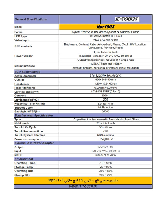 مشخصات فنی 19 اینچ مربع با کیفیت HD