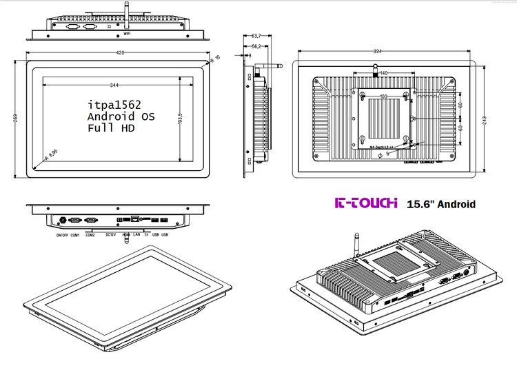 ابعاد مانیتور صنعتی It-touch