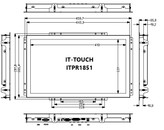 ابعاد مانیتور صنعتی ITPR1851 قیمت مانیتور صنعتی