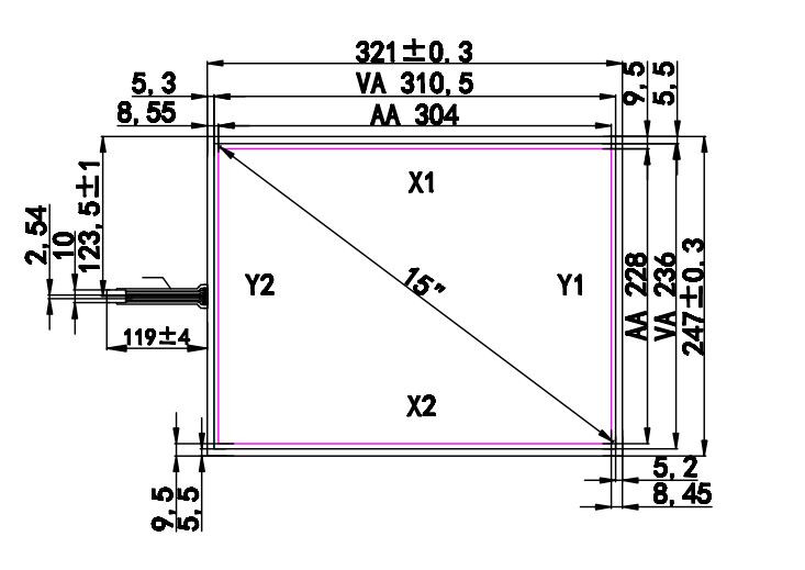 پنل تاچ مقاومتی 15 اینچ