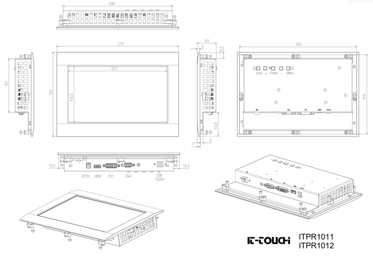 مانیتور صنعتی لمسی 10.1 اینچ مقاومتی it-touch | itpr1011